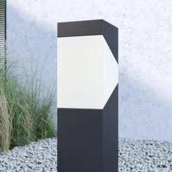 Lucande Kiran sokkellampe, 60 cm, grå, metall, IP44, E27| Sokkellamper