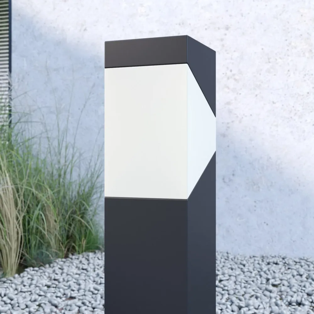 Lucande Kiran sokkellampe, 60 cm, grå, metall, IP44, E27| Sokkellamper