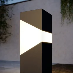 Lucande Kiran sokkellampe, 60 cm, grå, metall, IP44, E27| Sokkellamper