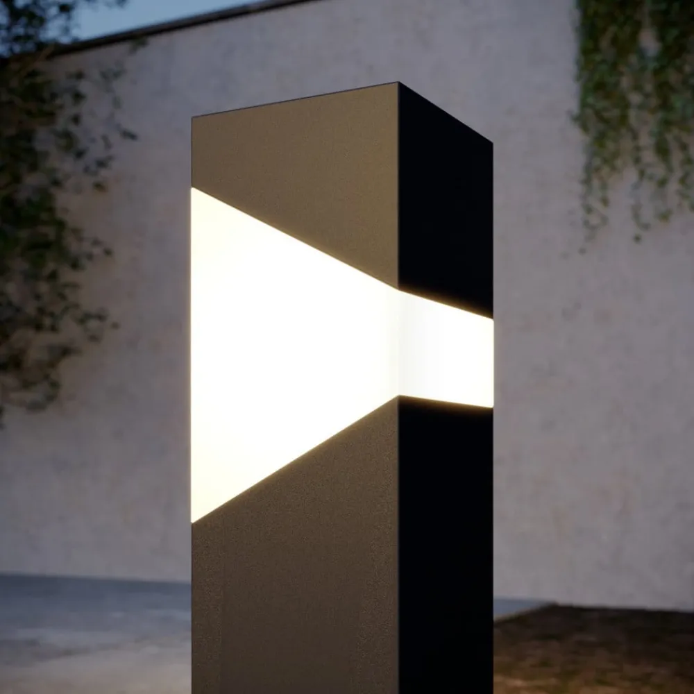 Lucande Kiran sokkellampe, 60 cm, grå, metall, IP44, E27| Sokkellamper