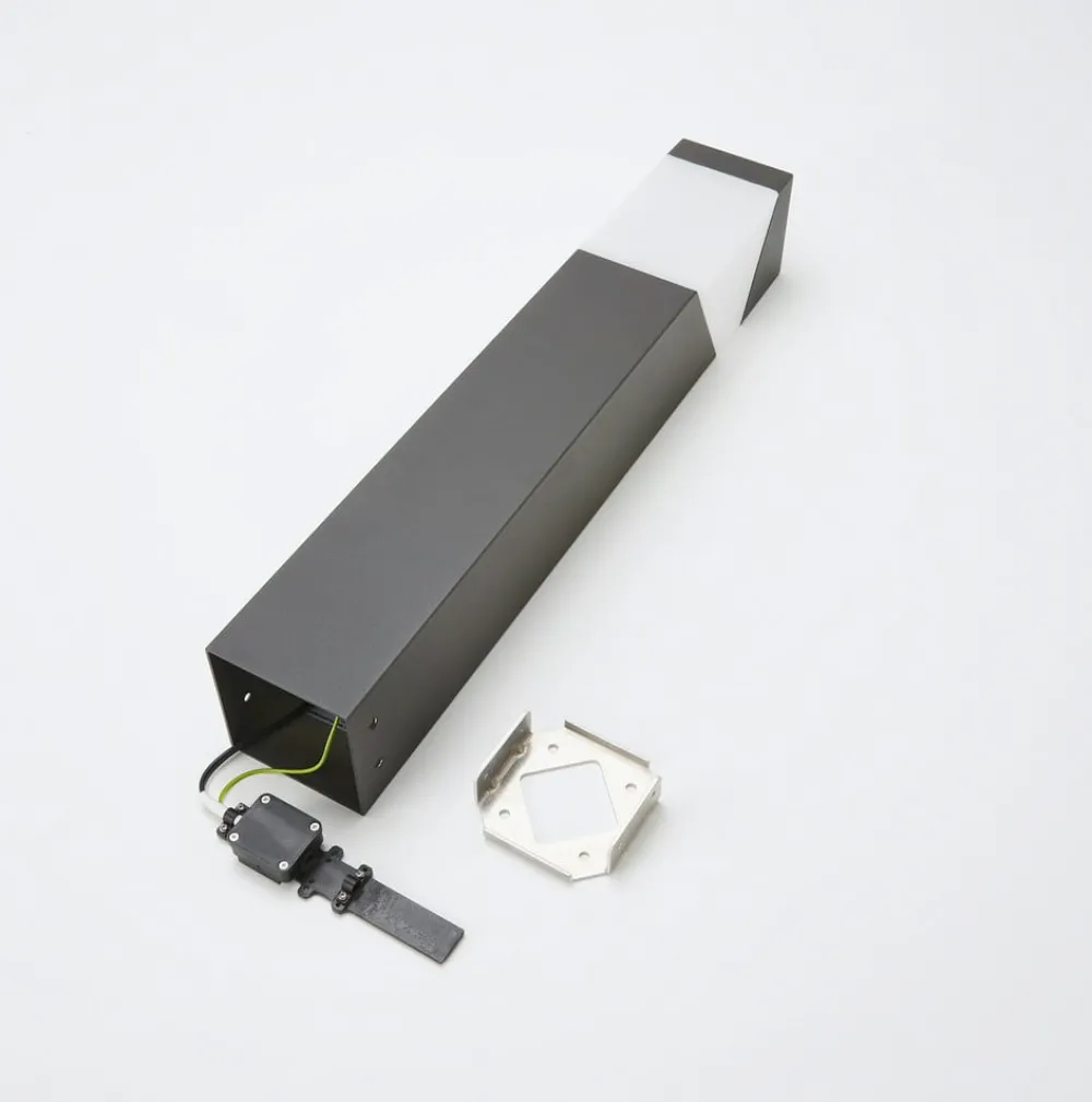 Lucande Kiran sokkellampe, 60 cm, grå, metall, IP44, E27| Sokkellamper