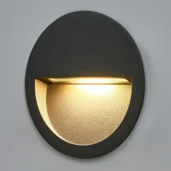 Lucande LED innfelt vegglampe Loya, Ø 11,5 cm, grå, IP54 New