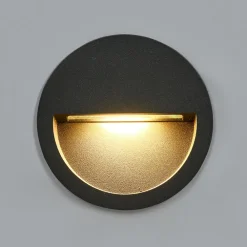 Lucande LED innfelt vegglampe Loya, Ø 11,5 cm, grå, IP54 New