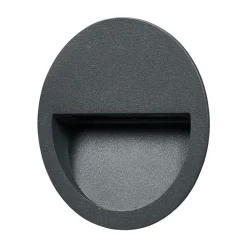 Lucande LED innfelt vegglampe Loya, Ø 11,5 cm, grå, IP54 New