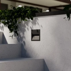 Lucande LED innfelt vegglampe Loya, 11,5x11,5 cm, grå, IP54| Kommersiell Utebelysning|Led-Utendørs