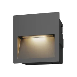 Lucande LED innfelt vegglampe Loya, 11,5x11,5 cm, grå, IP54| Kommersiell Utebelysning|Led-Utendørs