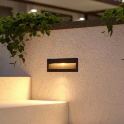 Lucande LED innfelt vegglampe Loya, 23 x 8 cm, grå, IP54 Best