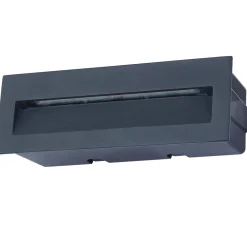 Lucande LED innfelt vegglampe Loya, 23 x 8 cm, grå, IP54 Best