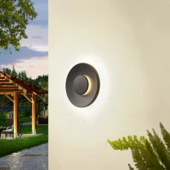 Lucande LED utendørs vegglampe Kayana, svart, aluminium, 24 cm| Terrassebelysning