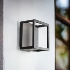 Lucande LED utendørs vegglampe Thorvid, svart, aluminium, 18 cm| Led-Utendørs