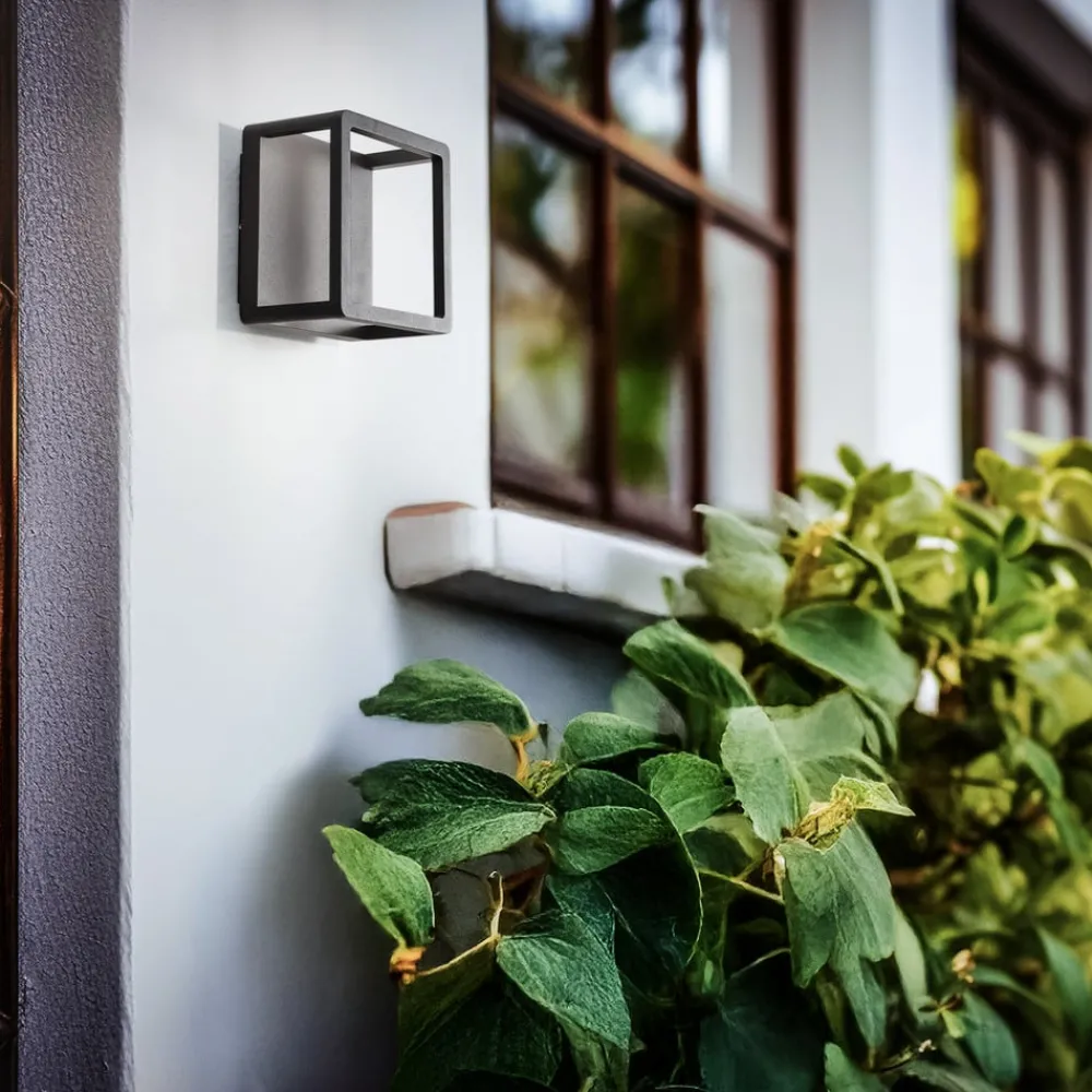 Lucande LED utendørs vegglampe Thorvid, svart, aluminium, 18 cm| Led-Utendørs