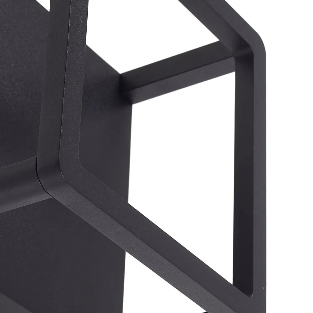 Lucande LED utendørs vegglampe Thorvid, svart, aluminium, 18 cm| Led-Utendørs