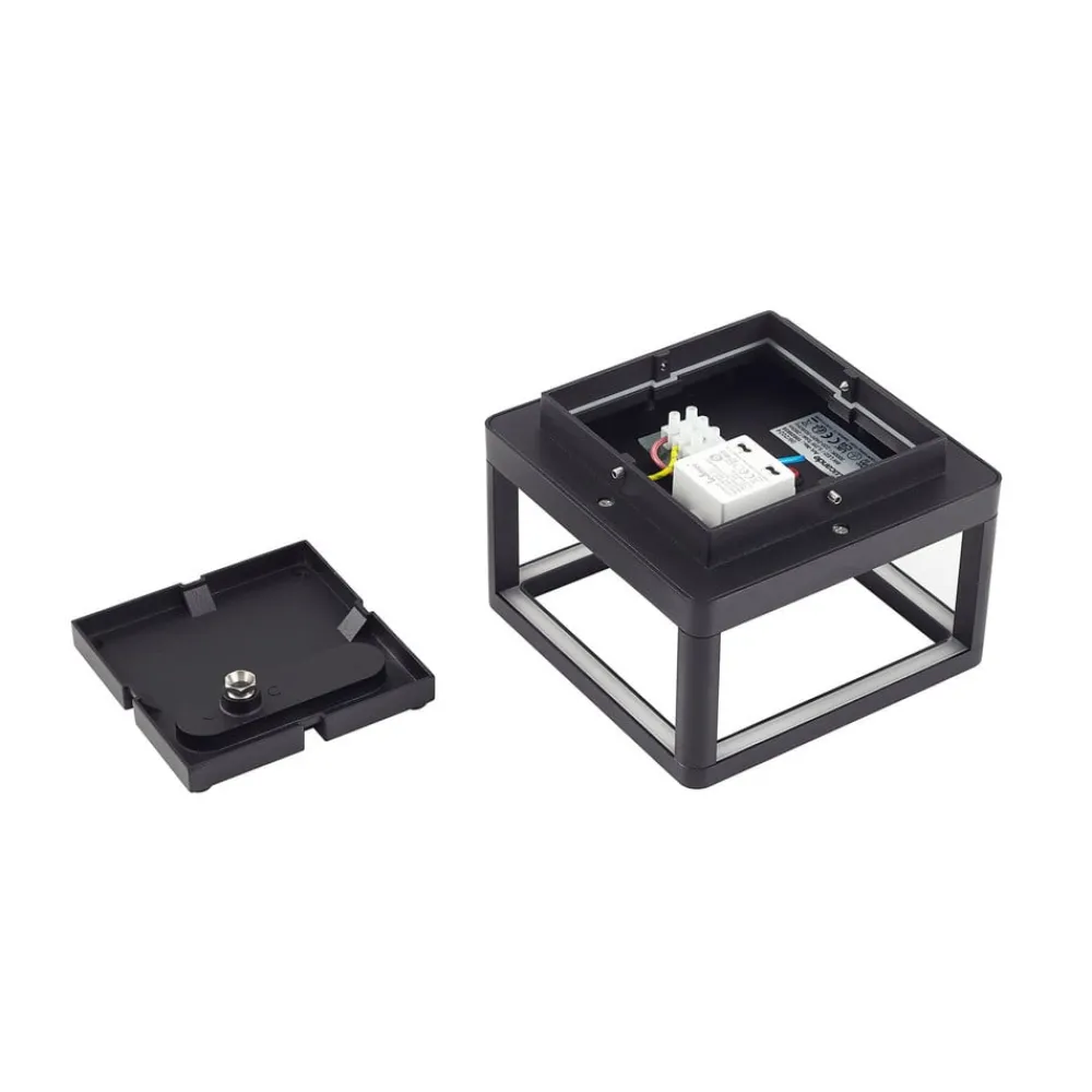 Lucande LED utendørs vegglampe Thorvid, svart, aluminium, 18 cm| Led-Utendørs