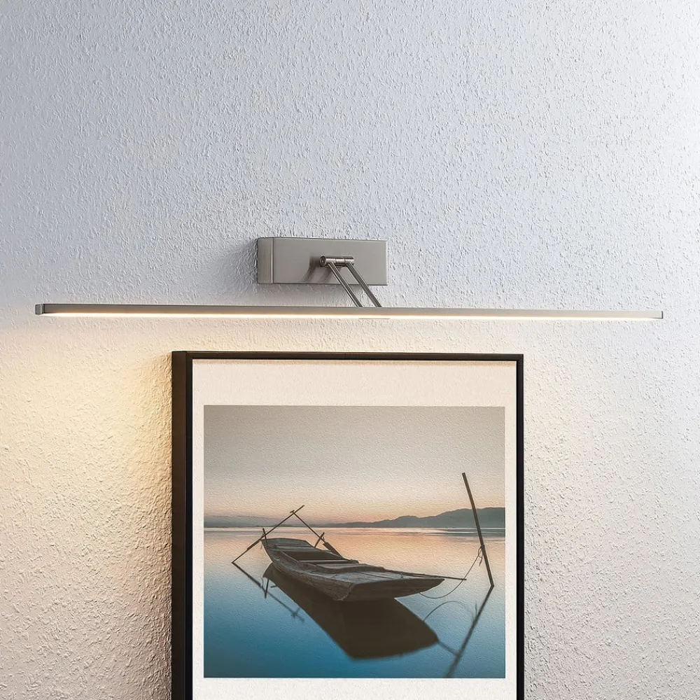 Lucande LED-bildelampe Thibaud, 84 cm, nikkel, aluminium| Design- Og Hotellbelysning|Vegglamper