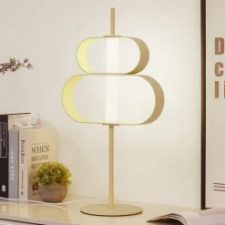 Lucande LED-bordlampe Audrina, beige, metall, dimbar Discount