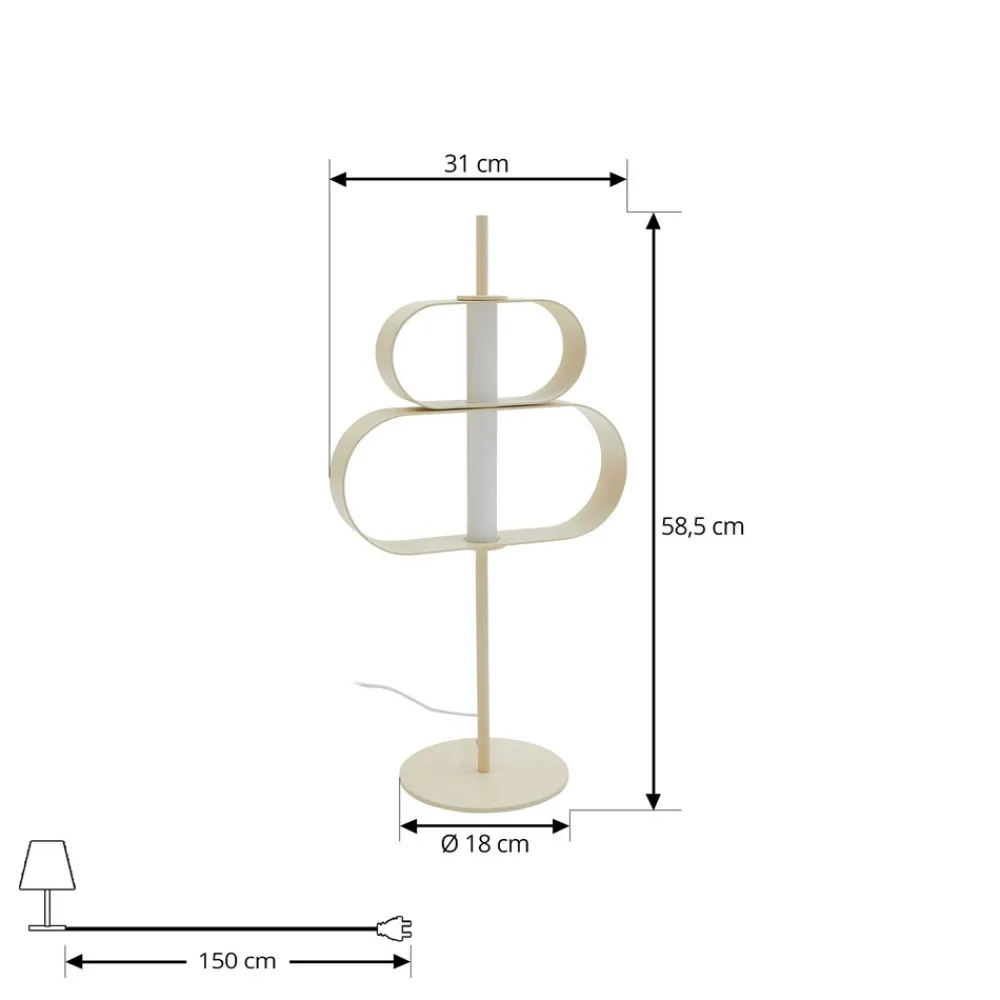 Lucande LED-bordlampe Audrina, beige, metall, dimbar Discount