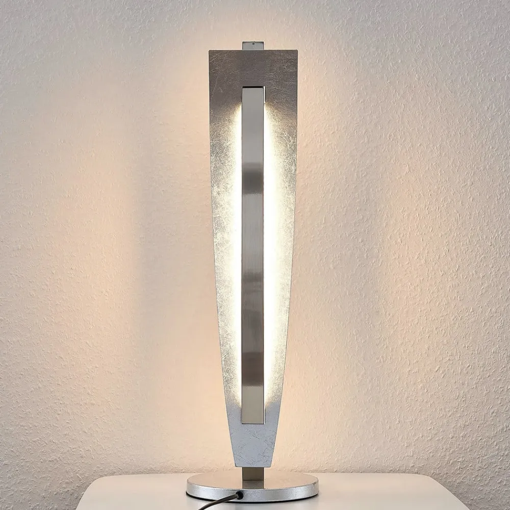 Lucande LED-bordlampe Marija, sølvfarget, dimbar, 62 cm| Bordlamper