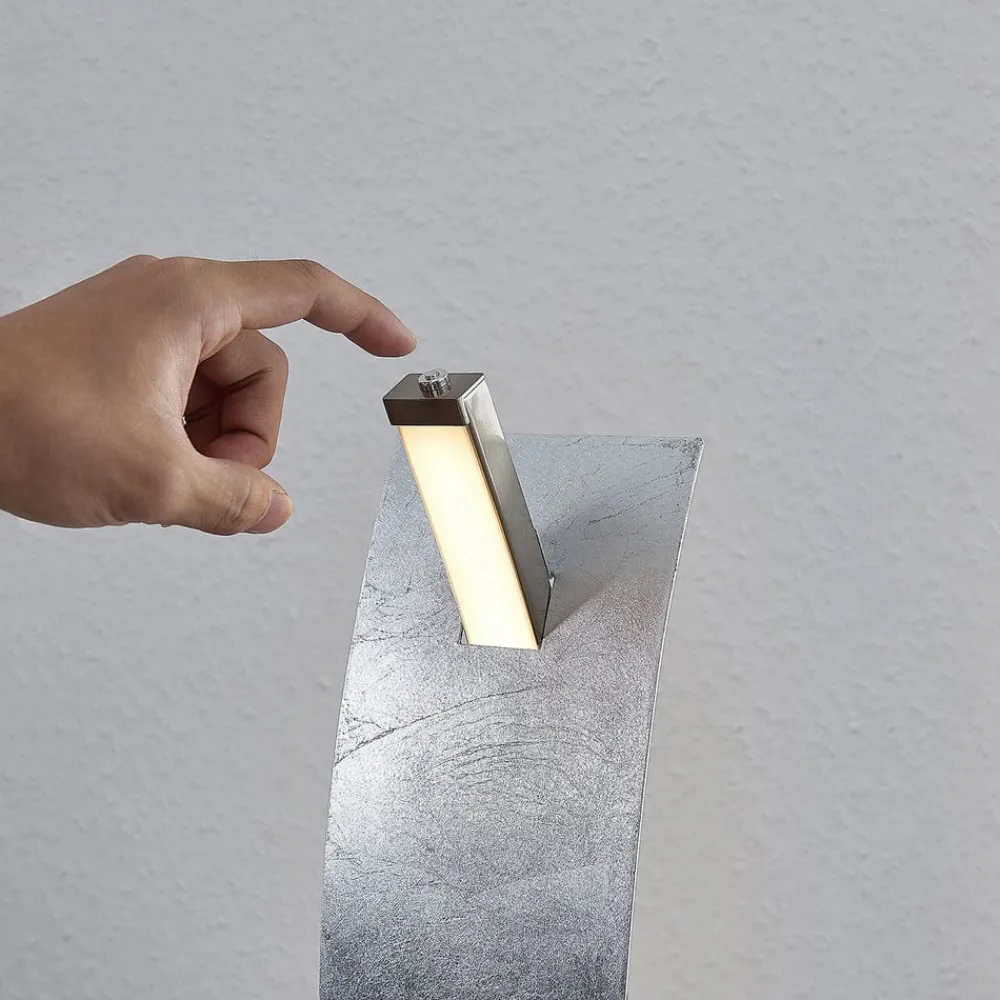 Lucande LED-bordlampe Marija, sølvfarget, dimbar, 62 cm| Bordlamper