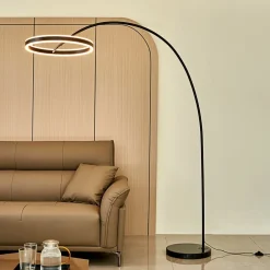 Lucande LED-buelampe Yekta, svart, 183 cm, dimbar| Led-Innendørs