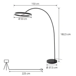 Lucande LED-buelampe Yekta, svart, 183 cm, dimbar| Led-Innendørs