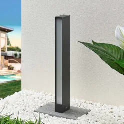 Lucande LED-gatelampe Lirka, mørkegrå, metall, 60 cm| Kommersiell Utebelysning|Terrassebelysning