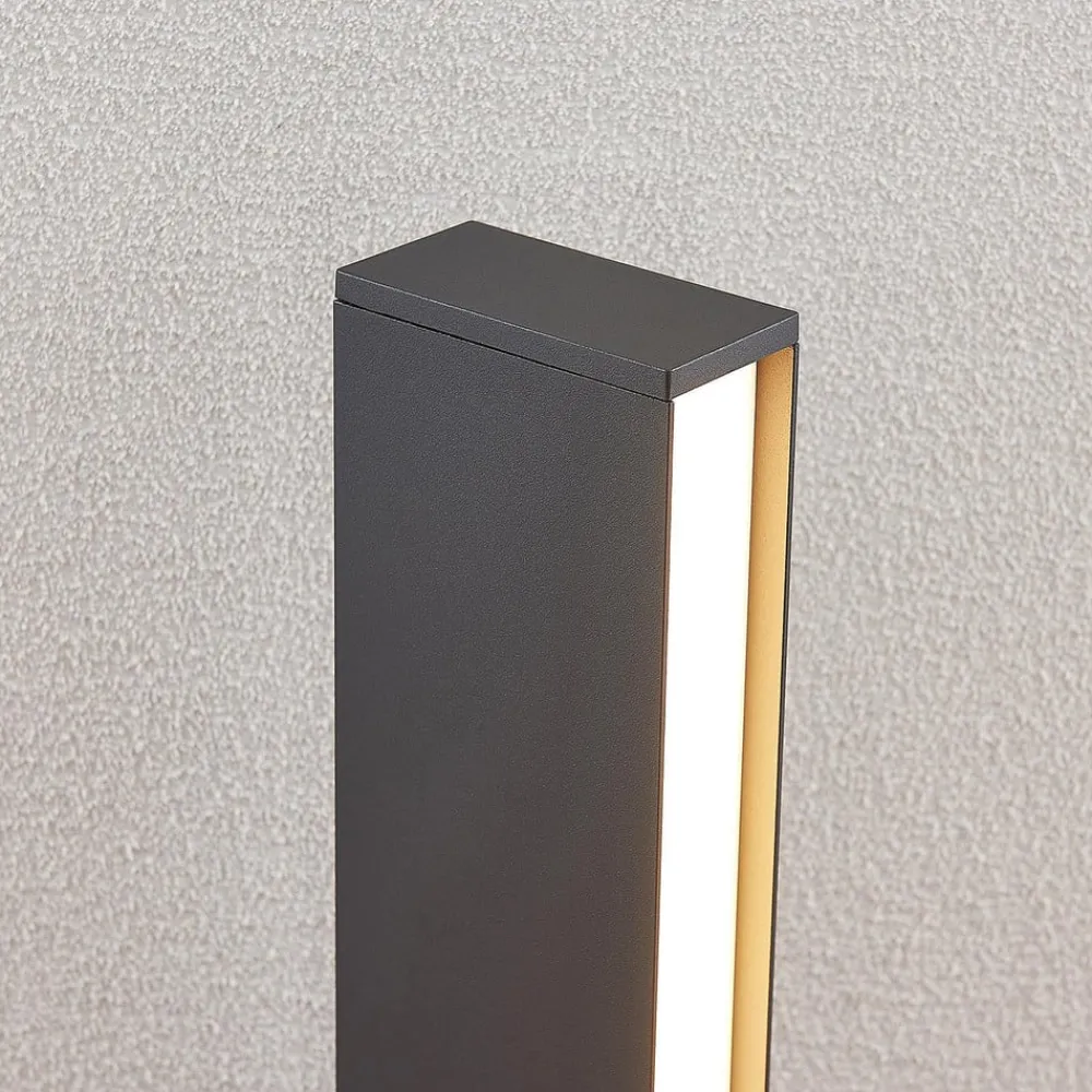 Lucande LED-gatelampe Lirka, mørkegrå, metall, 60 cm| Kommersiell Utebelysning|Terrassebelysning