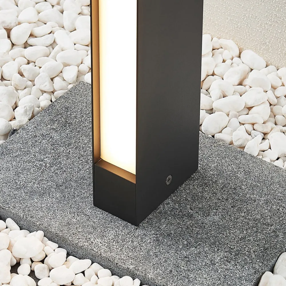 Lucande LED-gatelampe Lirka, mørkegrå, metall, 60 cm| Kommersiell Utebelysning|Terrassebelysning