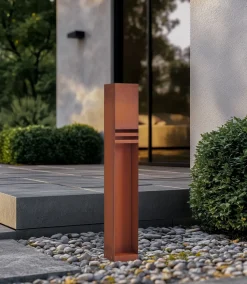 Lucande LED-gatelampe Oxido, rustfarget, cortenstål