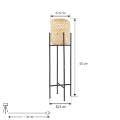 Lucande LED-gulvlampe Adebi, svart, bambus, Ø32,5 cm| Led-Utendørs|Terrassebelysning