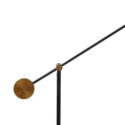 Lucande LED-gulvlampe Adomas, svart/gull, jern, dimbar Discount