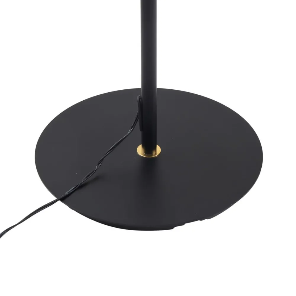 Lucande LED-gulvlampe Adomas, svart/gull, jern, dimbar Discount