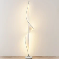 Lucande LED-gulvlampe Edano, 154 cm, hvit, tekstil, dimbar Sale