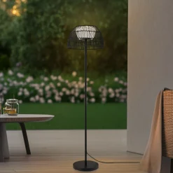 Lucande LED-gulvlampe Heribio, svart, jern, 153 cm Online