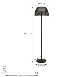 Lucande LED-gulvlampe Heribio, svart, jern, 153 cm Online