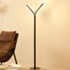 Lucande LED-gulvlampe Ilian, svart, metall, CCT, dimbar Best