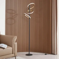 Lucande LED-gulvlampe Madu, svart, metall, 160 cm, dimbar Sale