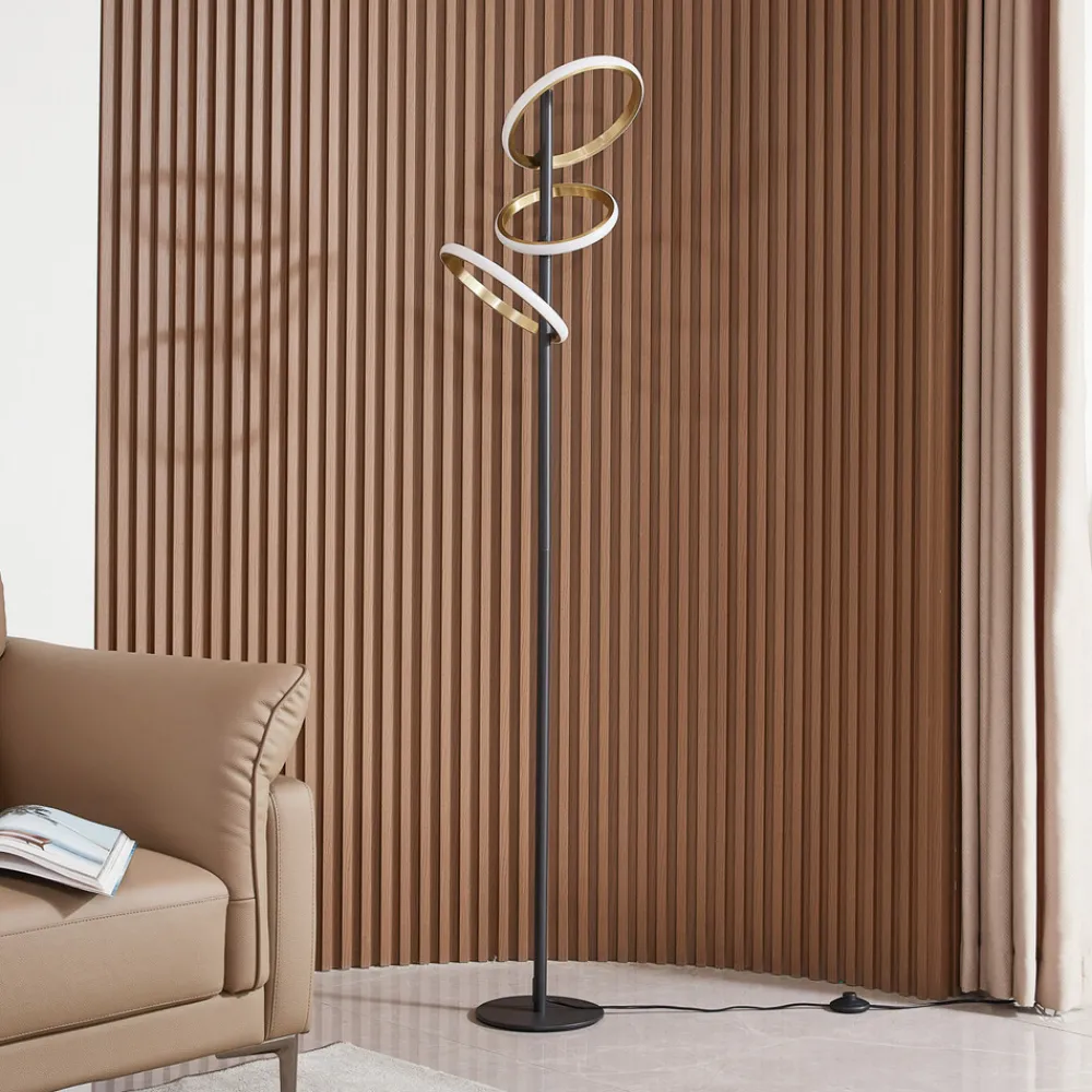 Lucande LED-gulvlampe Madu, svart, metall, 160 cm, dimbar Sale