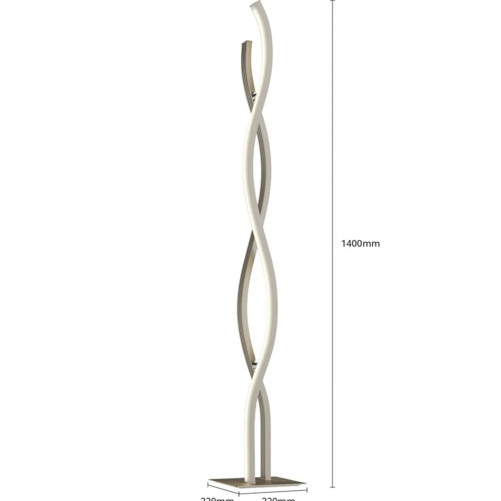 Lucande LED-gulvlampe Mairia, sølv, bølgeformet| Led-Innendørs|Gulvlamper