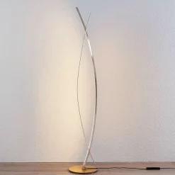 Lucande LED-gulvlampe Marija, gullfarget, dimbar, 140 cm| Gulvlamper|Led-Innendørs