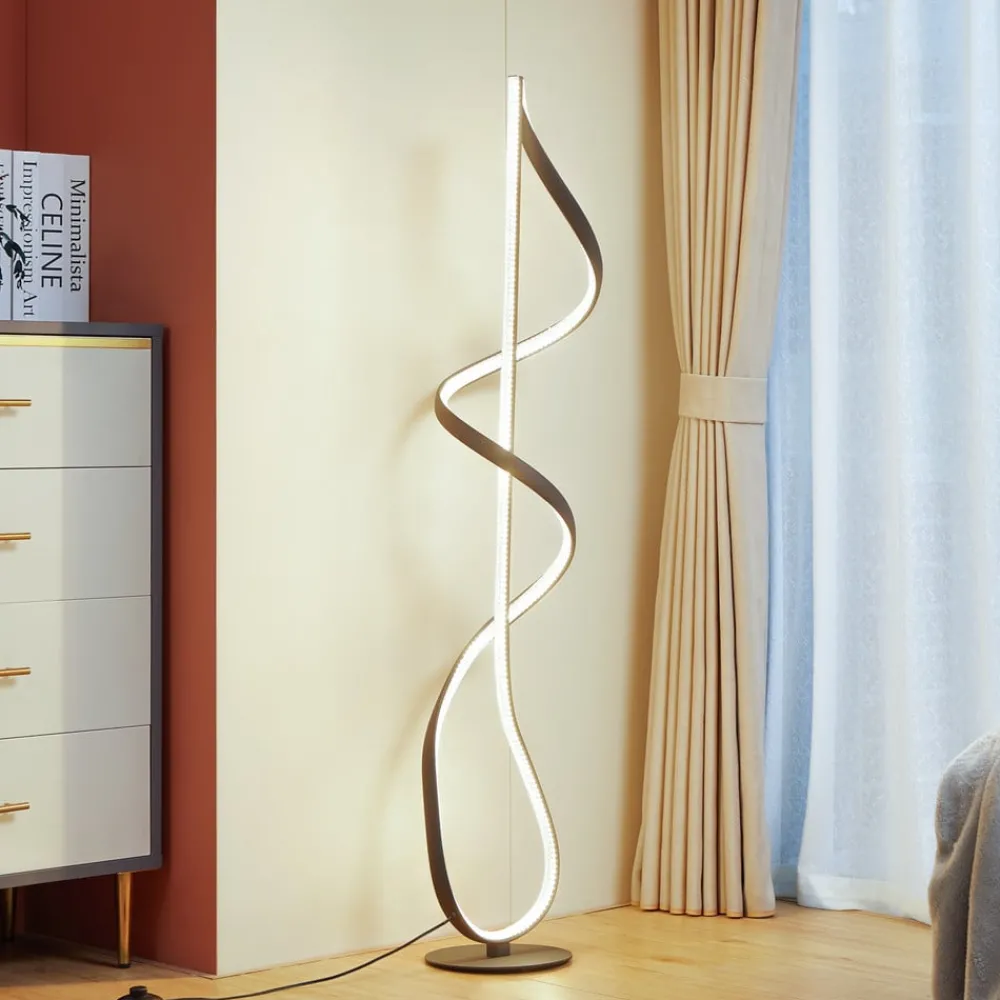 Lucande LED-gulvlampe Rodado, svart, 132 cm, aluminium| Gulvlamper