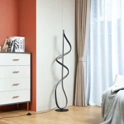 Lucande LED-gulvlampe Rodado, svart, 132 cm, aluminium| Gulvlamper