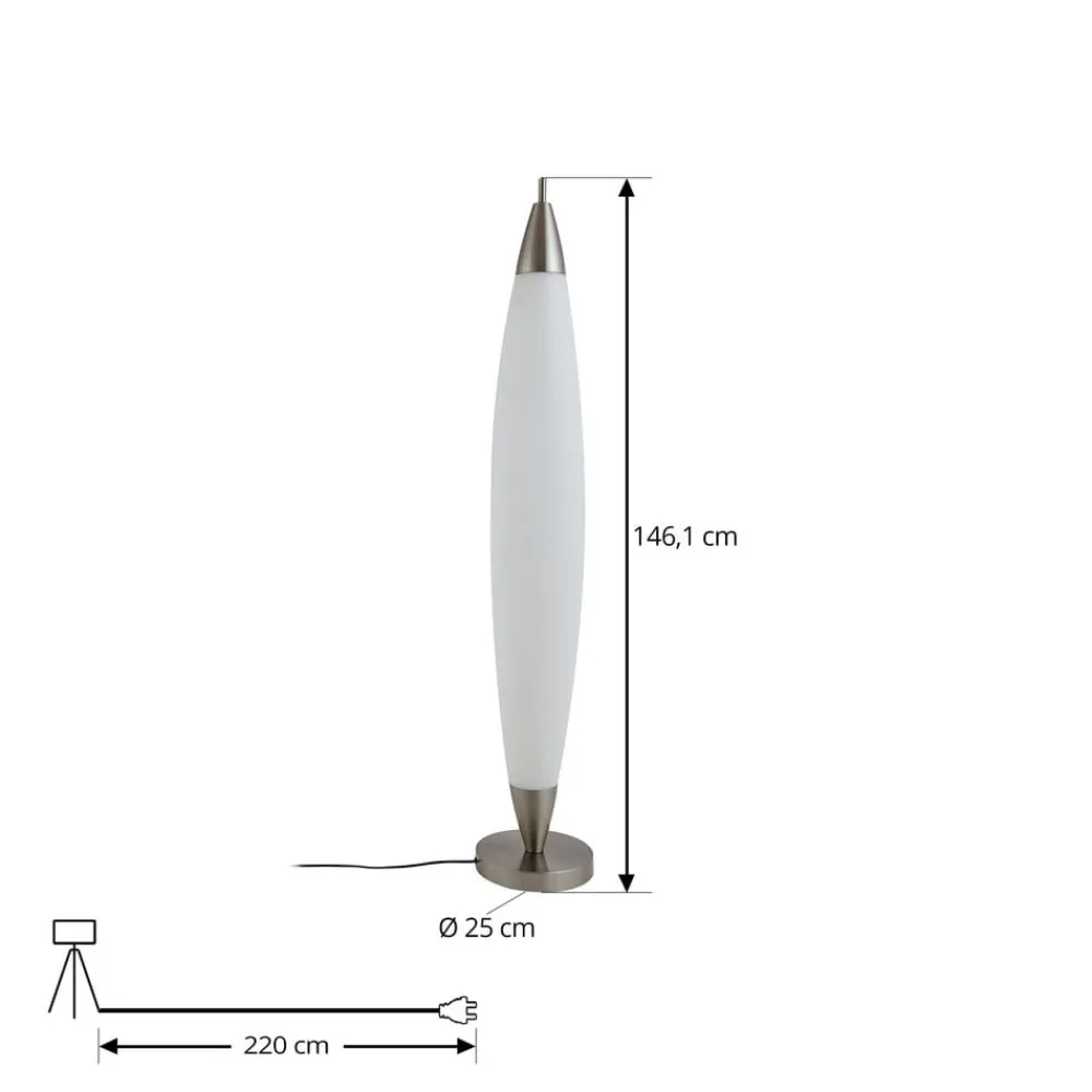 Lucande LED-gulvlampe Tarell, hvit/nikkel, 146 cm, dimbar| Gulvlamper