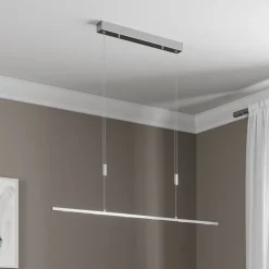 Lucande LED-hengelampe Arnik, 120 cm, nikkelfarget, dimbar| Kontorbelysning|Led-Innendørs