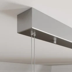 Lucande LED-hengelampe Arnik, 120 cm, nikkelfarget, dimbar| Kontorbelysning|Led-Innendørs