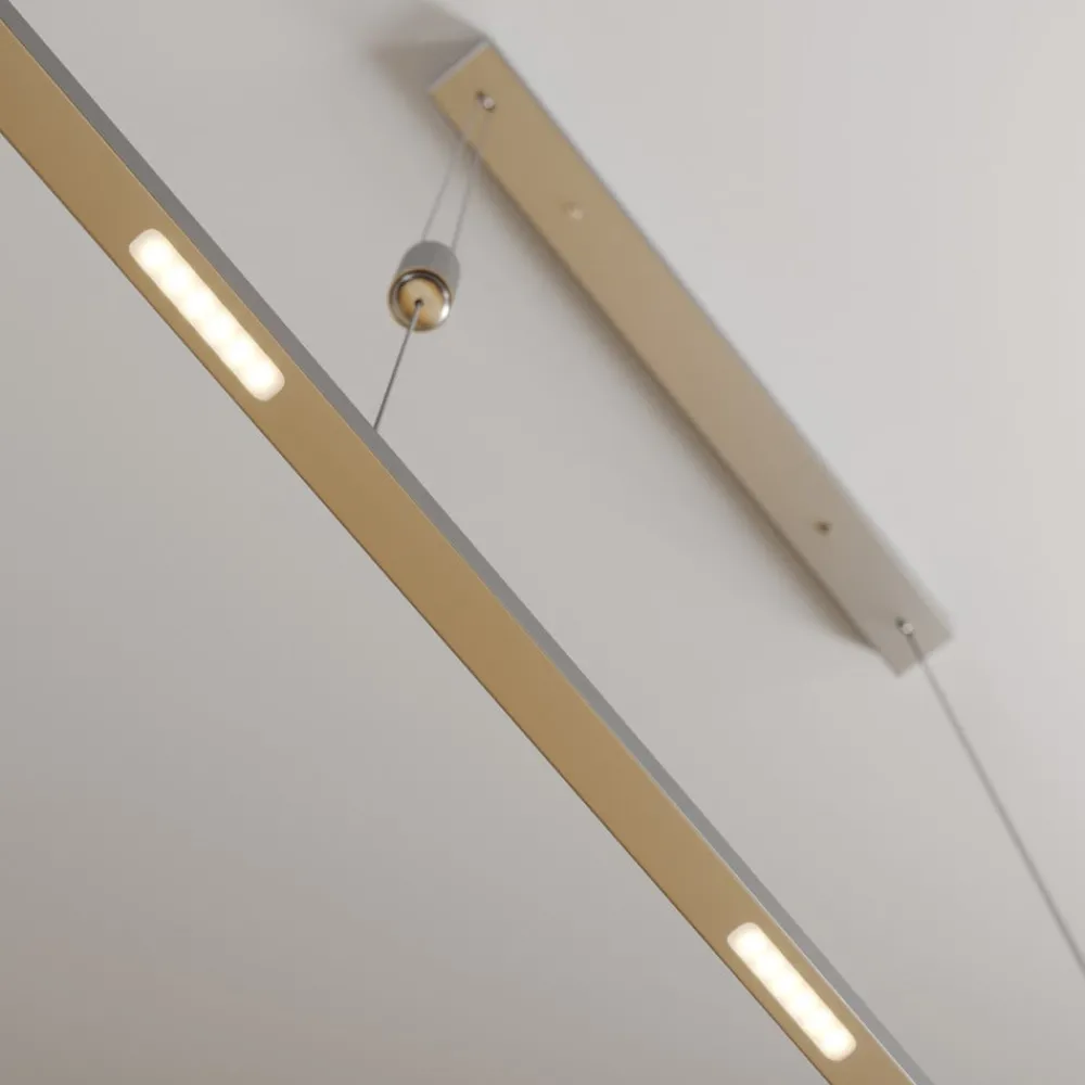 Lucande LED-hengelampe Arnik, 120 cm, nikkelfarget, dimbar| Kontorbelysning|Led-Innendørs