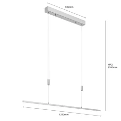 Lucande LED-hengelampe Arnik, 120 cm, nikkelfarget, dimbar| Kontorbelysning|Led-Innendørs