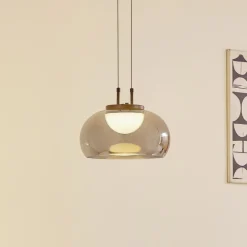 Lucande LED-hengelampe Dain, 1 lyskilde, røykgrå, glass Outlet