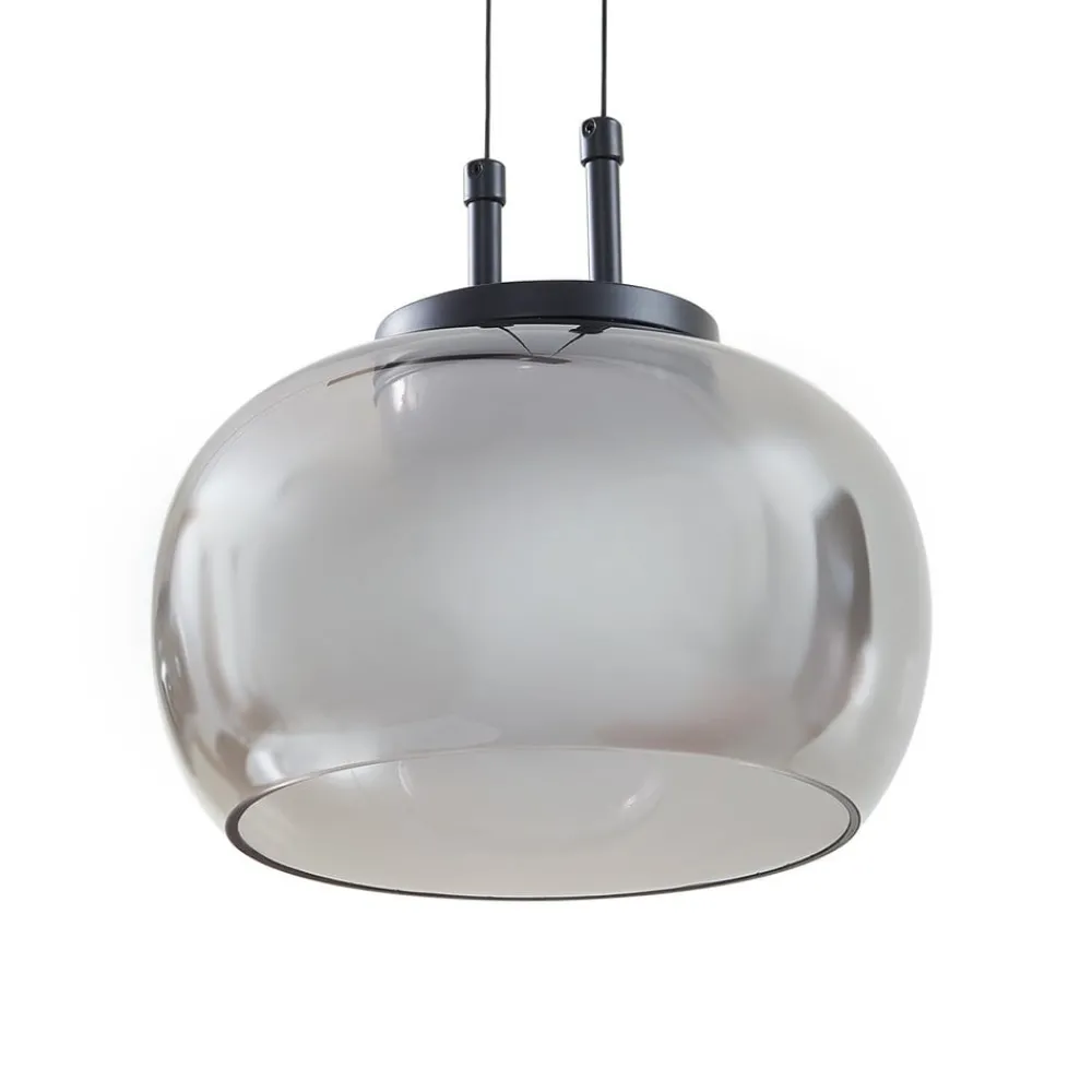 Lucande LED-hengelampe Dain, 3 lyskilder, røykgrå, glass| Led-Innendørs