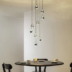 Lucande LED-hengelampe Hayley, svart, 9 lyskilder, glass Clearance