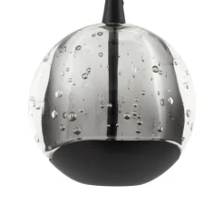 Lucande LED-hengelampe Hayley, svart, 9 lyskilder, glass Clearance